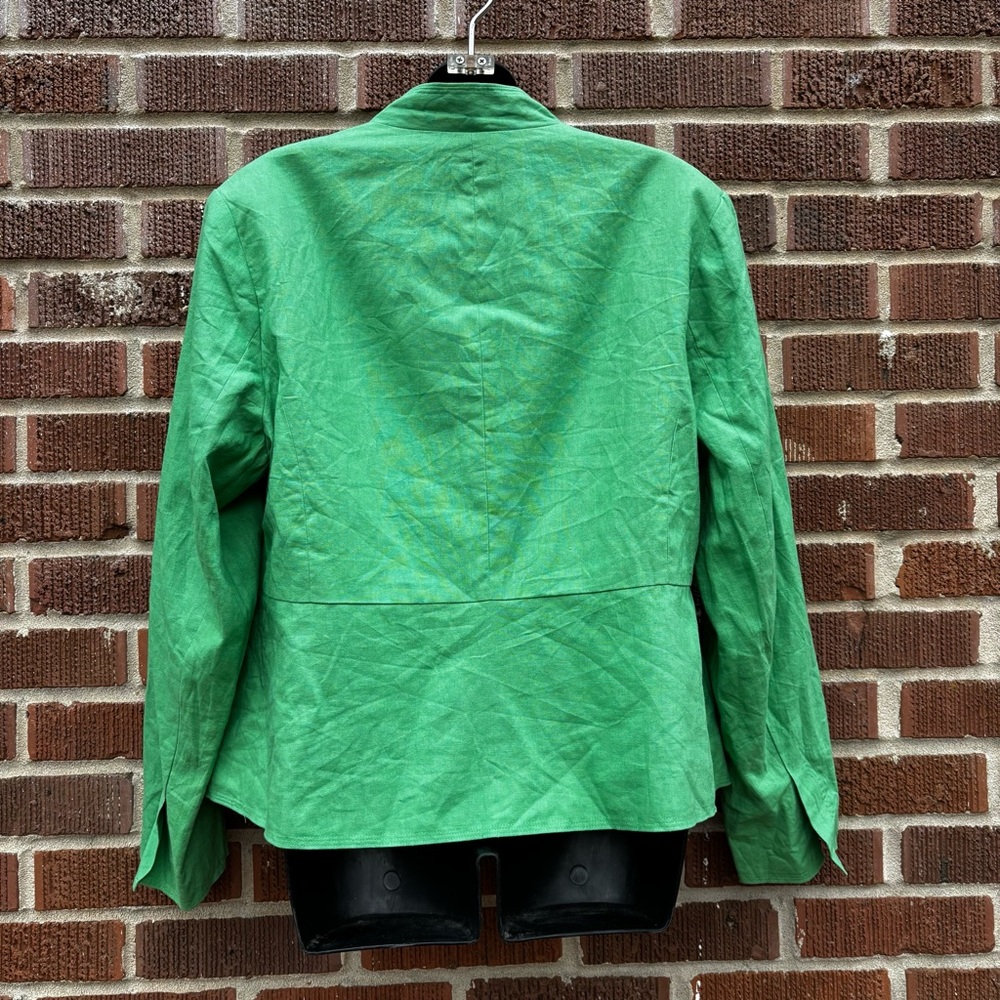 JG HOOK Sz 16W Green Button Front Linen blend Lined Jacket - Picture 4 of 8